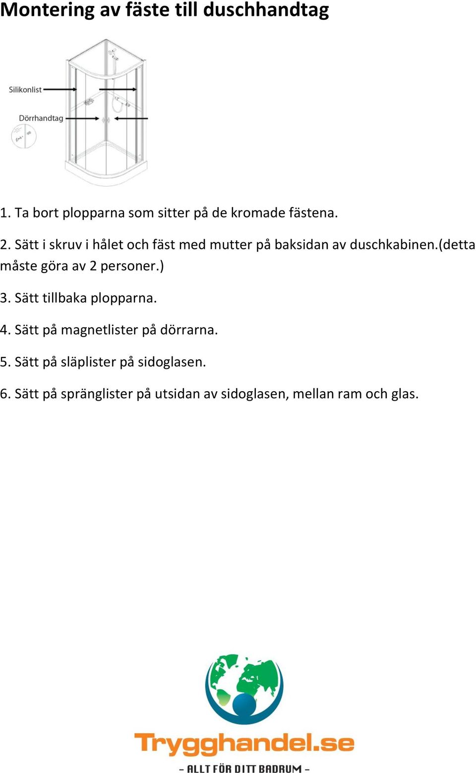 (detta måste göra av 2 personer.) 3. Sätt tillbaka plopparna. 4.