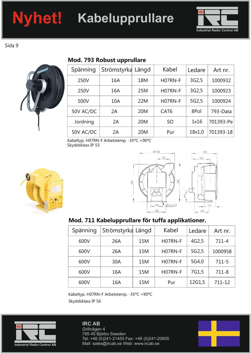 Jordning 20M SO 1x16 701393-Pe 50V AC/DC 20M Pur 18x1,0 701393-18 typ. Arbetstemp.