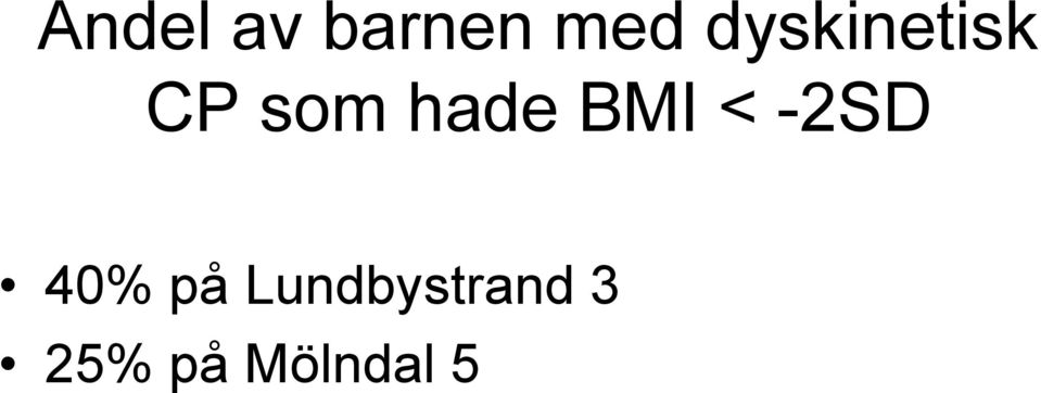 BMI < -2SD 40% på