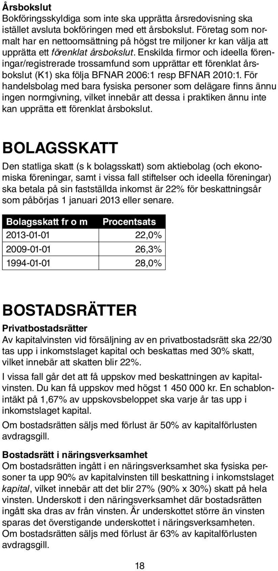 Enskilda firmor och ideella föreningar/registrerade trossamfund som upprättar ett för enklat årsbokslut (K1) ska följa BFNAR 2006:1 resp BFNAR 2010:1.