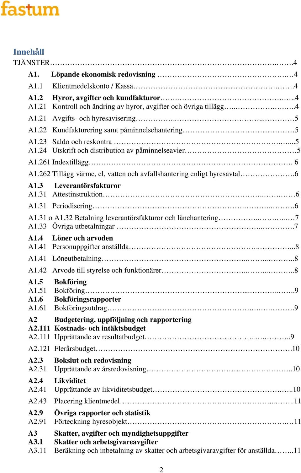 262 Tillägg värme, el, vatten och avfallshantering enligt hyresavtal.6 A1.3 Leverantörsfakturor A1.31 Attestinstruktion... 6 A1.31 Periodisering....6 A1.31 o A1.