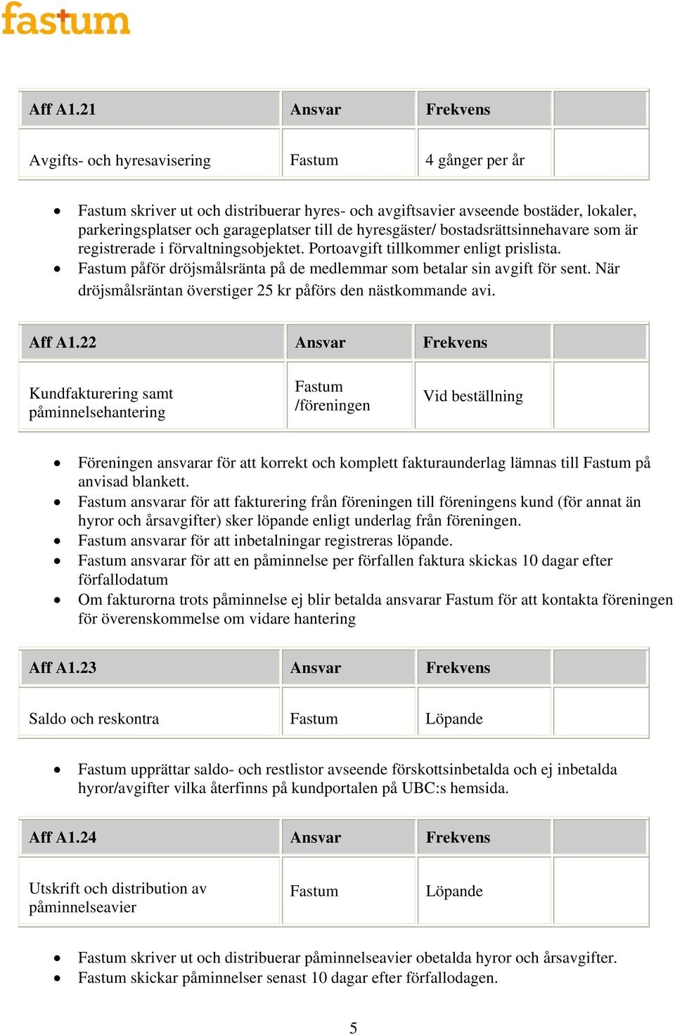 bostadsrättsinnehavare som är registrerade i förvaltningsobjektet. Portoavgift tillkommer enligt prislista. påför dröjsmålsränta på de medlemmar som betalar sin avgift för sent.