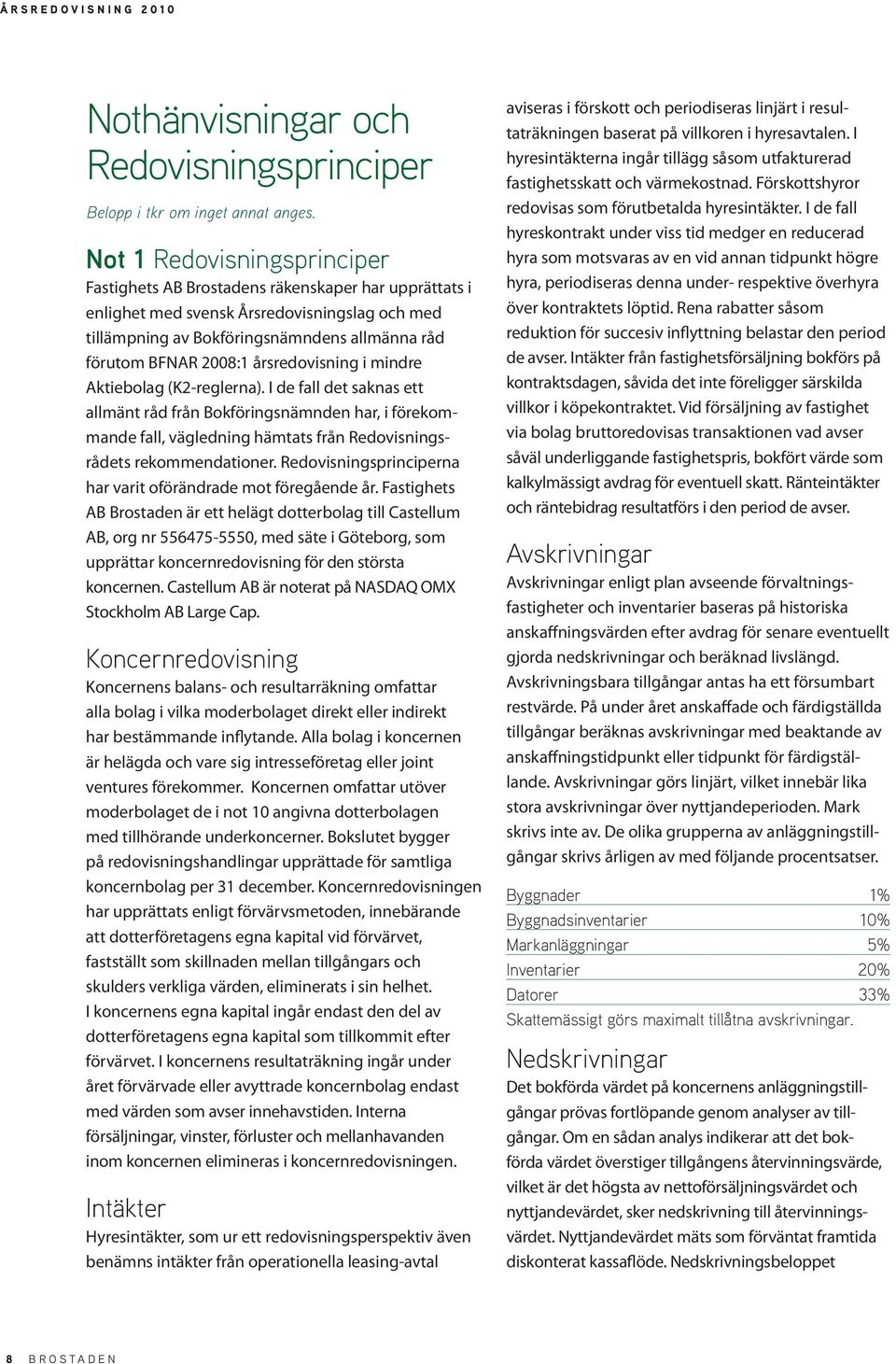 årsredovisning i mindre Aktiebolag (K2-reglerna). I de fall det saknas ett allmänt råd från Bokför ingsnämnden har, i förekommande fall, vägledning hämtats från Redovisningsrådets rekommendationer.