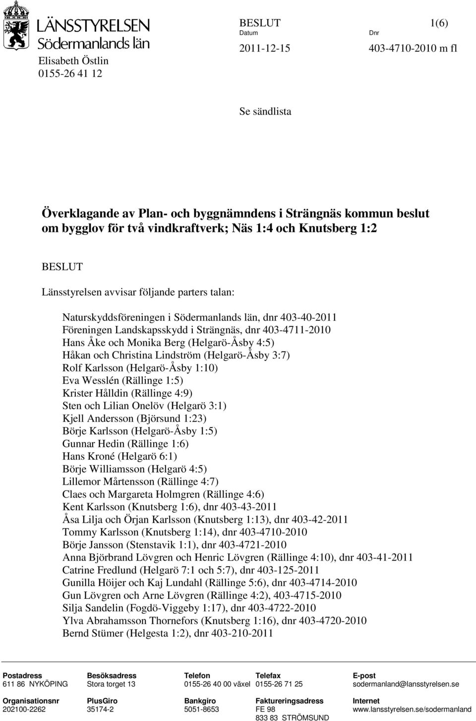 (Helgarö-Åsby 4:5) Håkan och Christina Lindström (Helgarö-Åsby 3:7) Rolf Karlsson (Helgarö-Åsby 1:10) Eva Wesslén (Rällinge 1:5) Krister Hålldin (Rällinge 4:9) Sten och Lilian Onelöv (Helgarö 3:1)