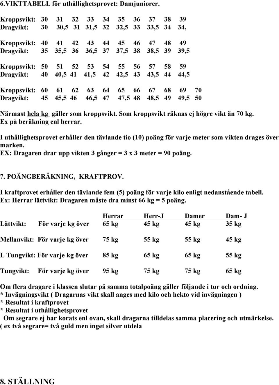 51 52 53 54 55 56 57 58 59 Dragvikt: 40 40,5 41 41,5 42 42,5 43 43,5 44 44,5 Kroppsvikt: 60 61 62 63 64 65 66 67 68 69 70 Dragvikt: 45 45,5 46 46,5 47 47,5 48 48,5 49 49,5 50 Närmast hela kg gäller