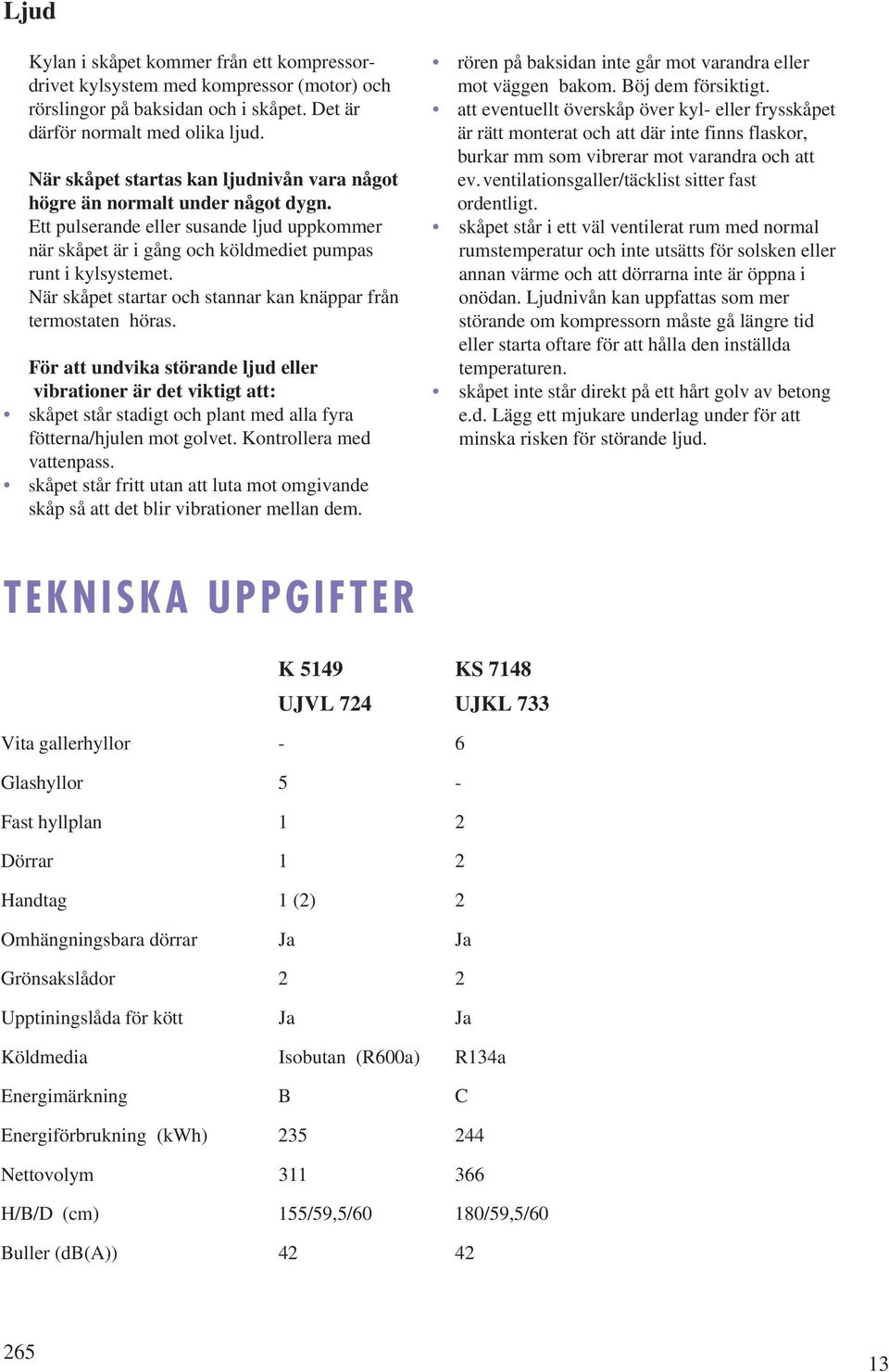 När skåpet startar och stannar kan knäppar från termostaten höras.