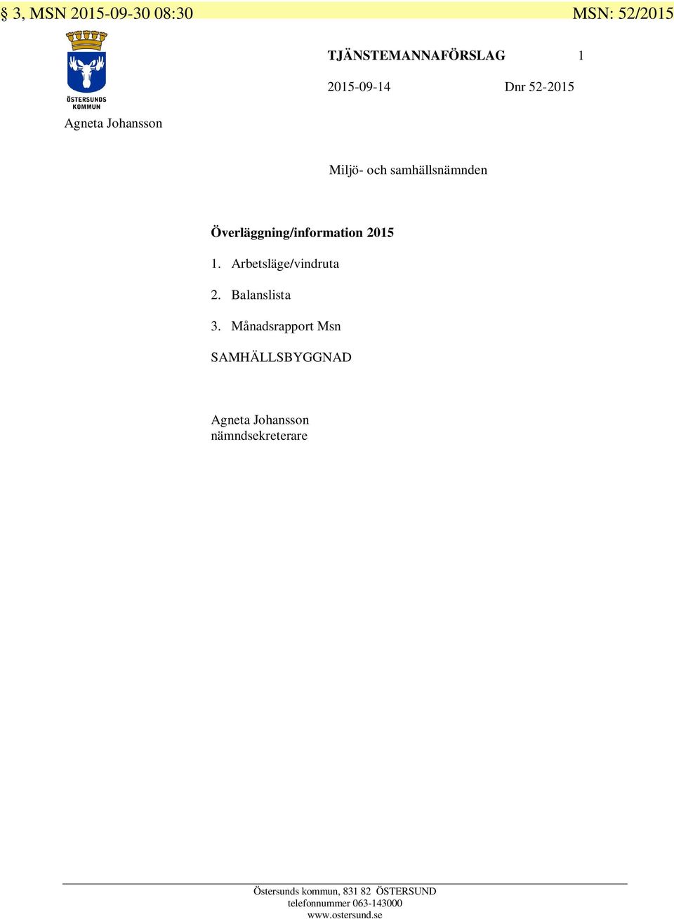 samhällsnämnden Överläggning/information 2015 1.