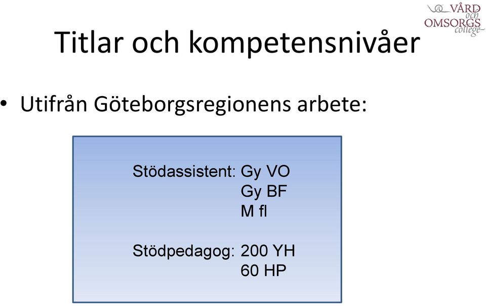 arbete: Stödassistent: Gy VO