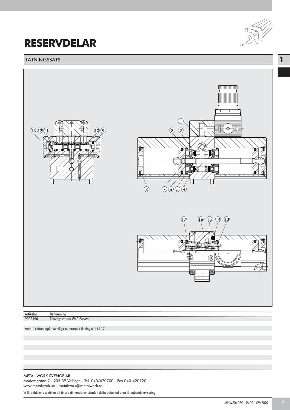 Tel. /7 - Fax -7 www.metalwork.se - metalwork@metalwork.