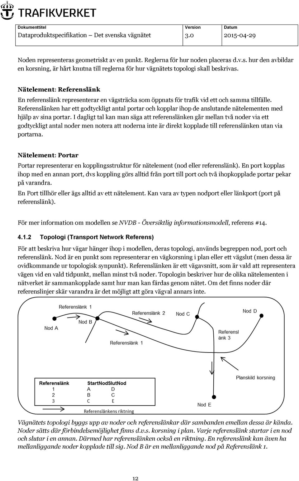 Referenslänken har ett godtyckligt antal portar och kopplar ihop de anslutande nätelementen med hjälp av sina portar.