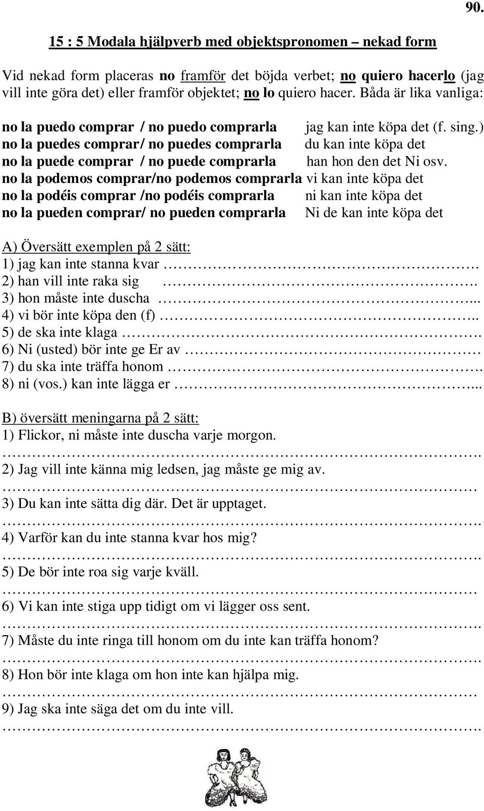 ) no la puedes comprar / no puedes comprarla du kan inte köpa det no la puede comprar / no puede comprarla han hon den det Ni osv.