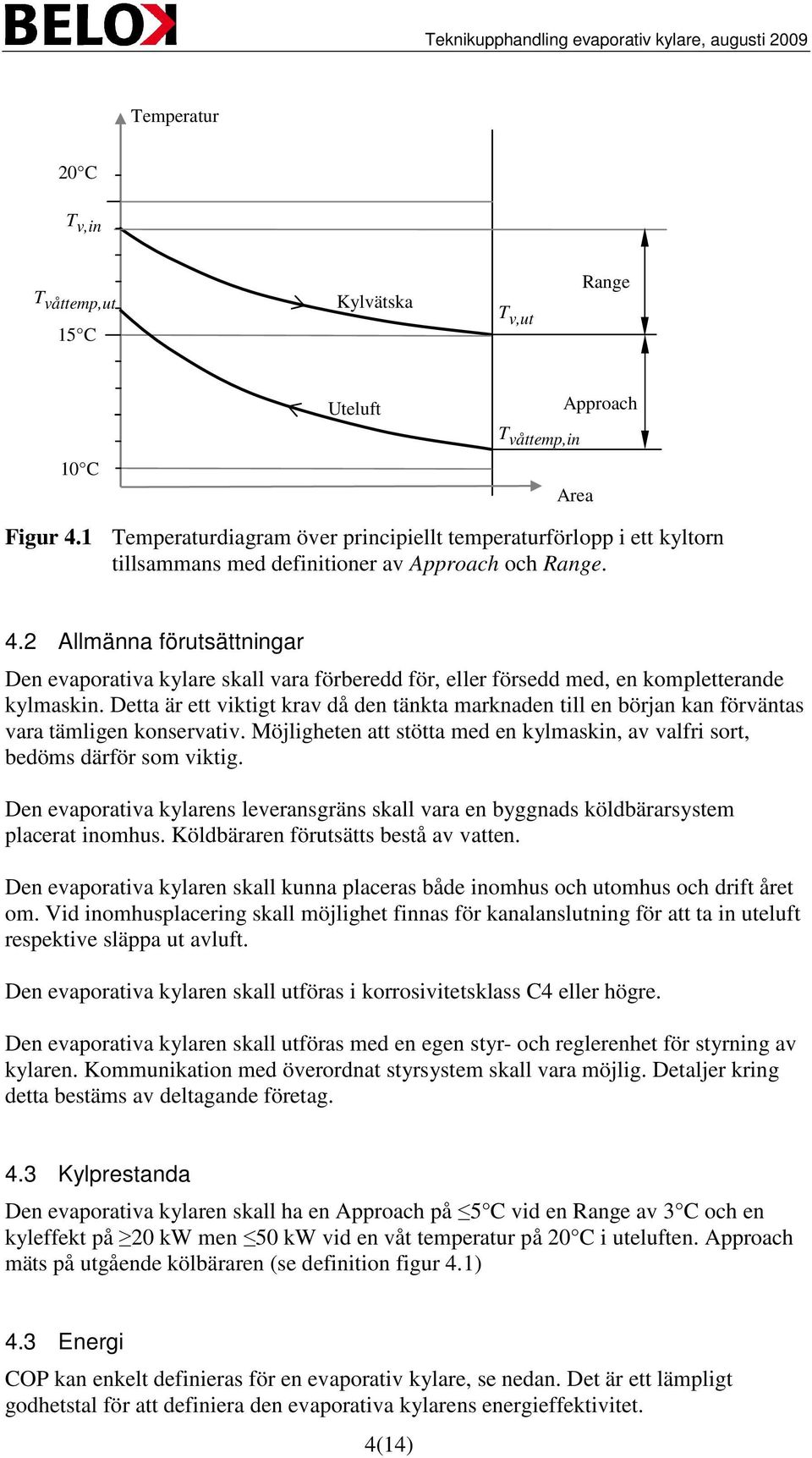 2 Allmänna förutsättningar Den evaporativa kylare skall vara förberedd för, eller försedd med, en kompletterande kylmaskin.