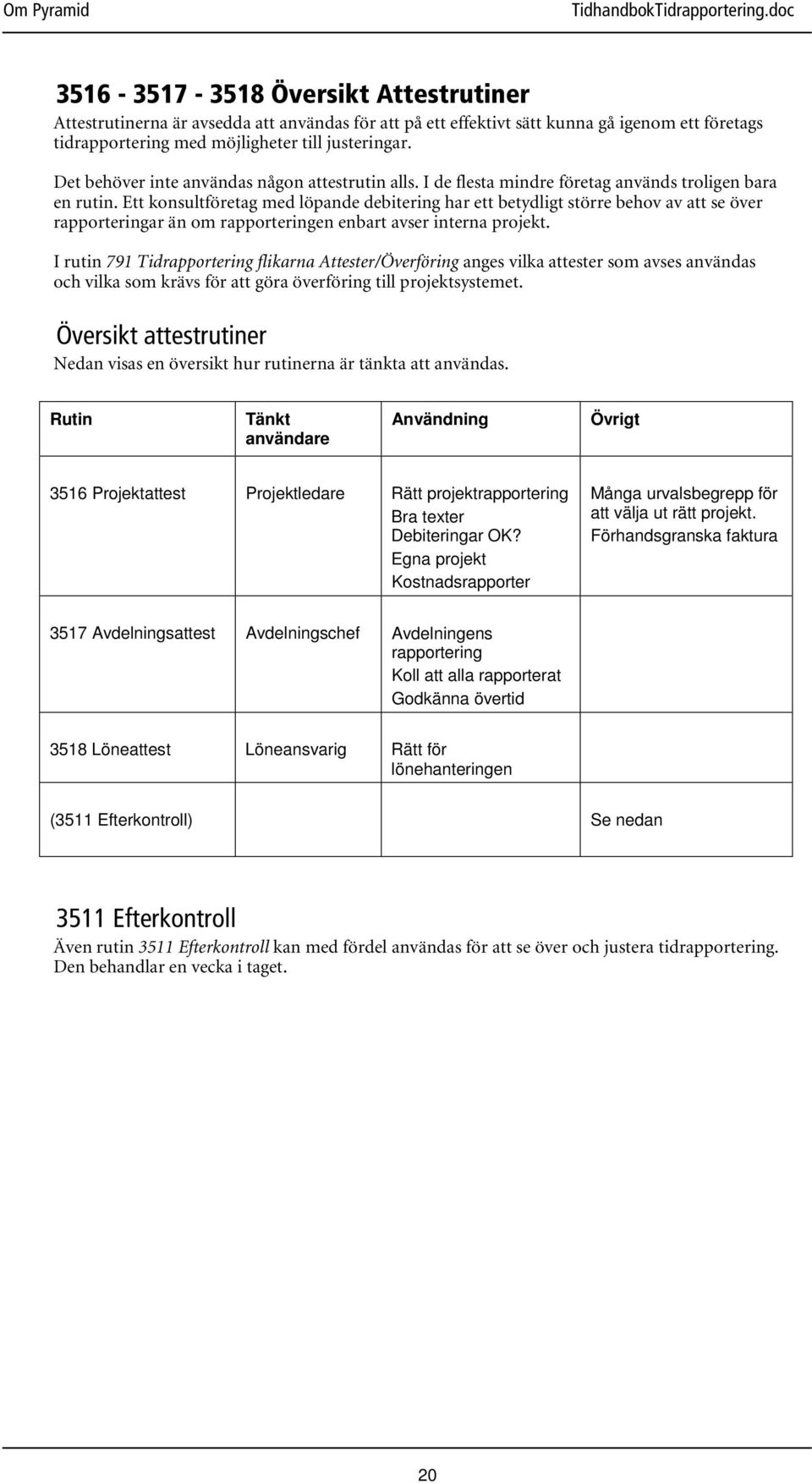 Ett konsultföretag med löpande debitering har ett betydligt större behov av att se över rapporteringar än om rapporteringen enbart avser interna projekt.