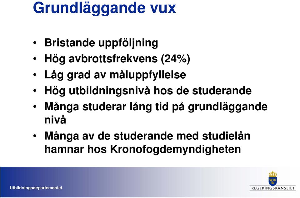 studerande Många studerar lång tid på grundläggande nivå