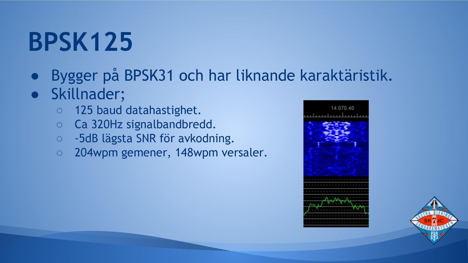 Skillnader; 125 baud datahastighet.