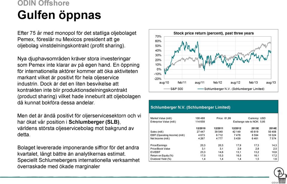 En öppning för internationella aktörer kommer att öka aktiviteten markant vilket är positivt för hela oljeservice industrin.