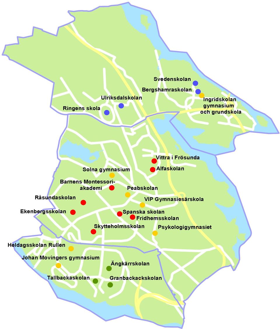 Skytteholmsskolan VIP Gymnasiesärskola Vittra i Frösunda Alfaskolan Spanska skolan Fridhemsskolan