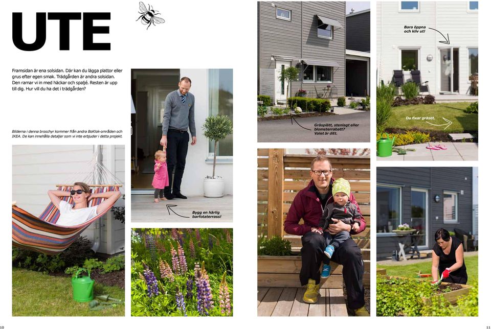 Hur vill du ha det i trädgården? Du fixar gräset. Bilderna i denna broschyr kommer från andra BoKlok-områden och IKEA.