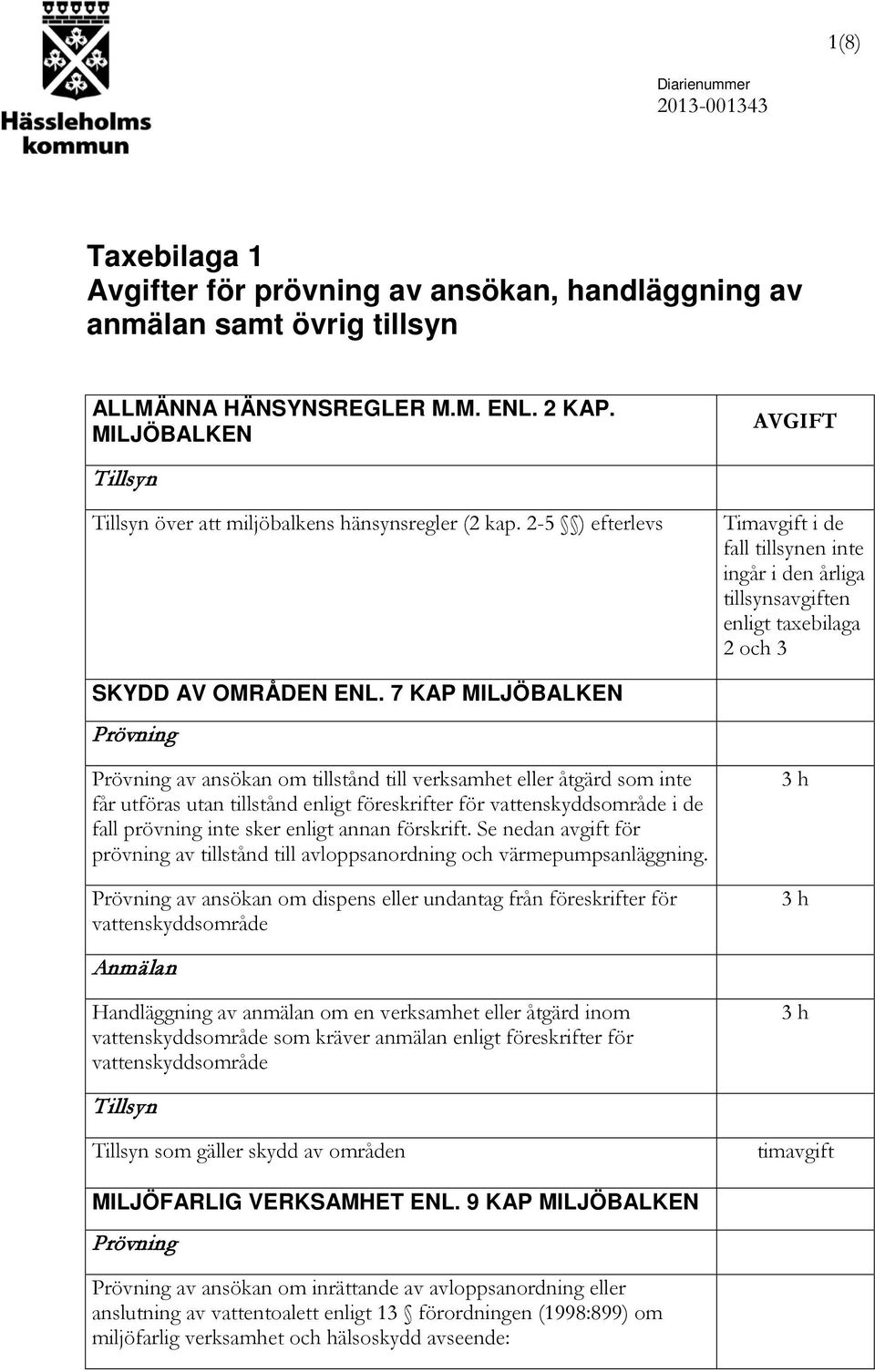 7 KAP MILJÖBALKEN av ansökan om tillstånd till verksamhet eller åtgärd som inte får utföras utan tillstånd enligt föreskrifter för vattenskyddsområde i de fall prövning inte sker enligt annan