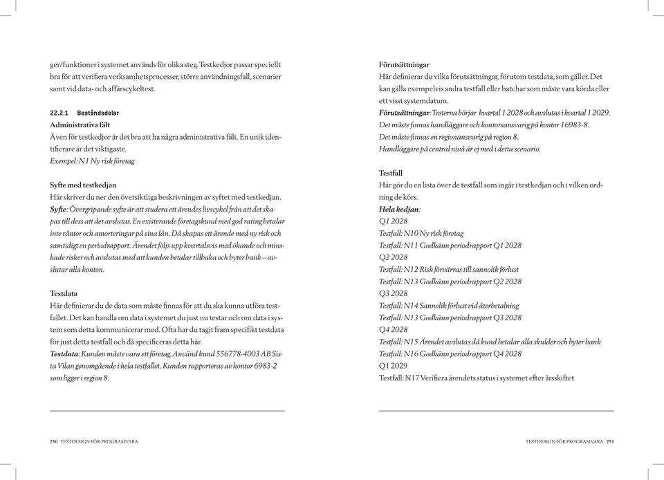 Exempel: N1 Ny risk företag Syfte med testkedjan Här skriver du ner den översiktliga beskrivningen av syftet med testkedjan.