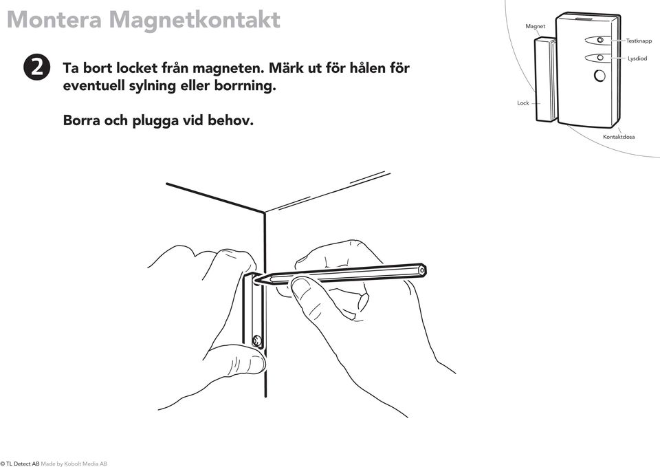 Märk ut för hålen för