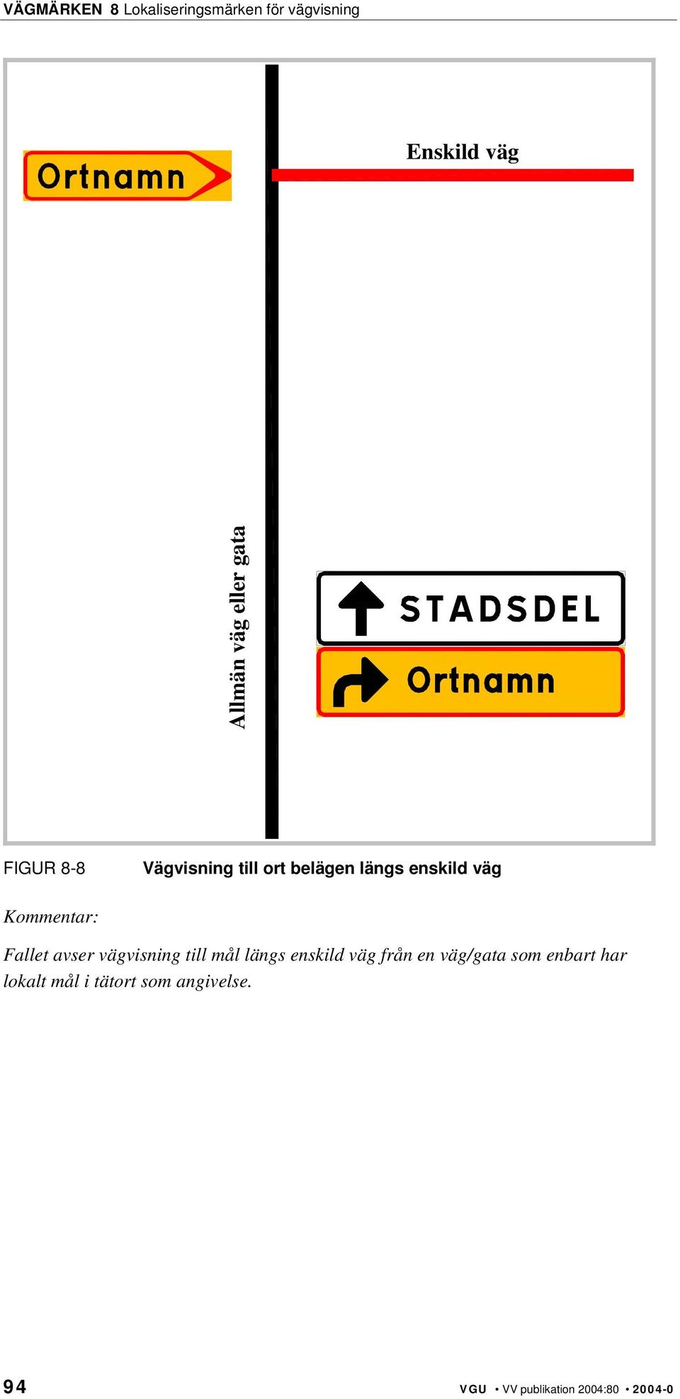 till mål längs enskild väg från en väg/gata som enbart har