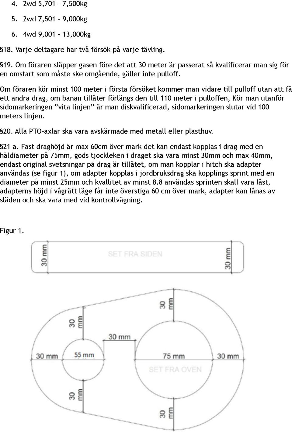 Om föraren kör minst 100 meter i första försöket kommer man vidare till pulloff utan att få ett andra drag, om banan tillåter förlängs den till 110 meter i pulloffen, Kör man utanför sidomarkeringen