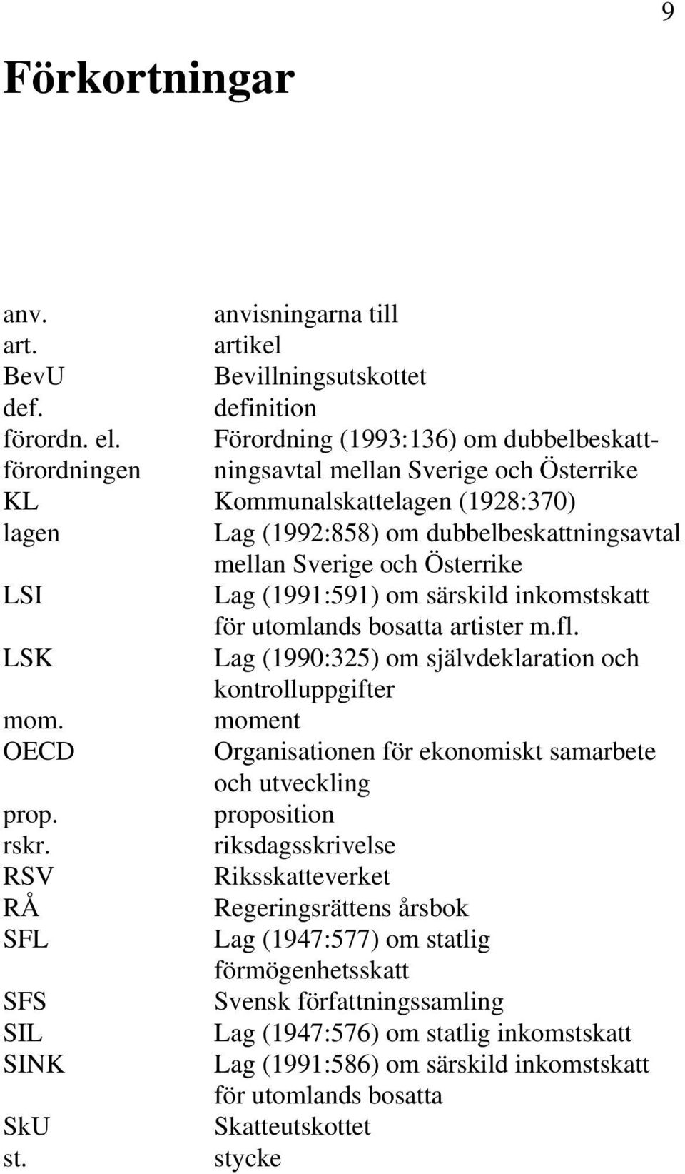 Österrike LSI Lag (1991:591) om särskild inkomstskatt för utomlands bosatta artister m.fl. LSK Lag (1990:325) om självdeklaration och kontrolluppgifter mom.