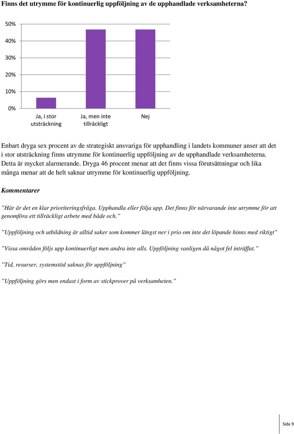 finns utrymme för kontinuerlig uppföljning av de upphandlade verksamheterna. Detta är mycket alarmerande.