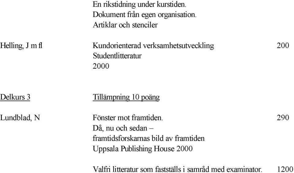 Lundblad, N Tillämpning 10 poäng Fönster mot framtiden.