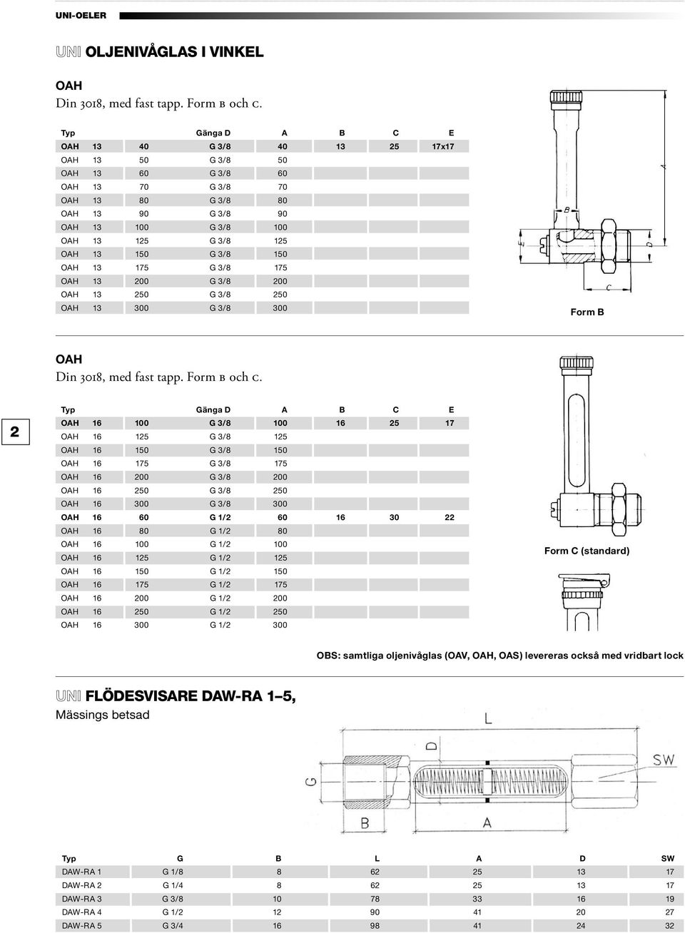 G 3/8 150 OAH 13 175 G 3/8 175 OAH 13 200 G 3/8 200 OAH 13 250 G 3/8 250 OAH 13 300 G 3/8 300 Form B OAH Din 3018, med fast tapp. Form B och C.