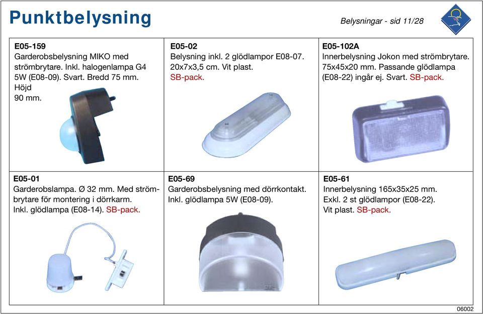 Passande glödlampa (E08-22) ingår ej. Svart. E05-01 Garderobslampa. Ø 32 mm. Med strömbrytare för montering i dörrkarm. Inkl. glödlampa (E08-14).