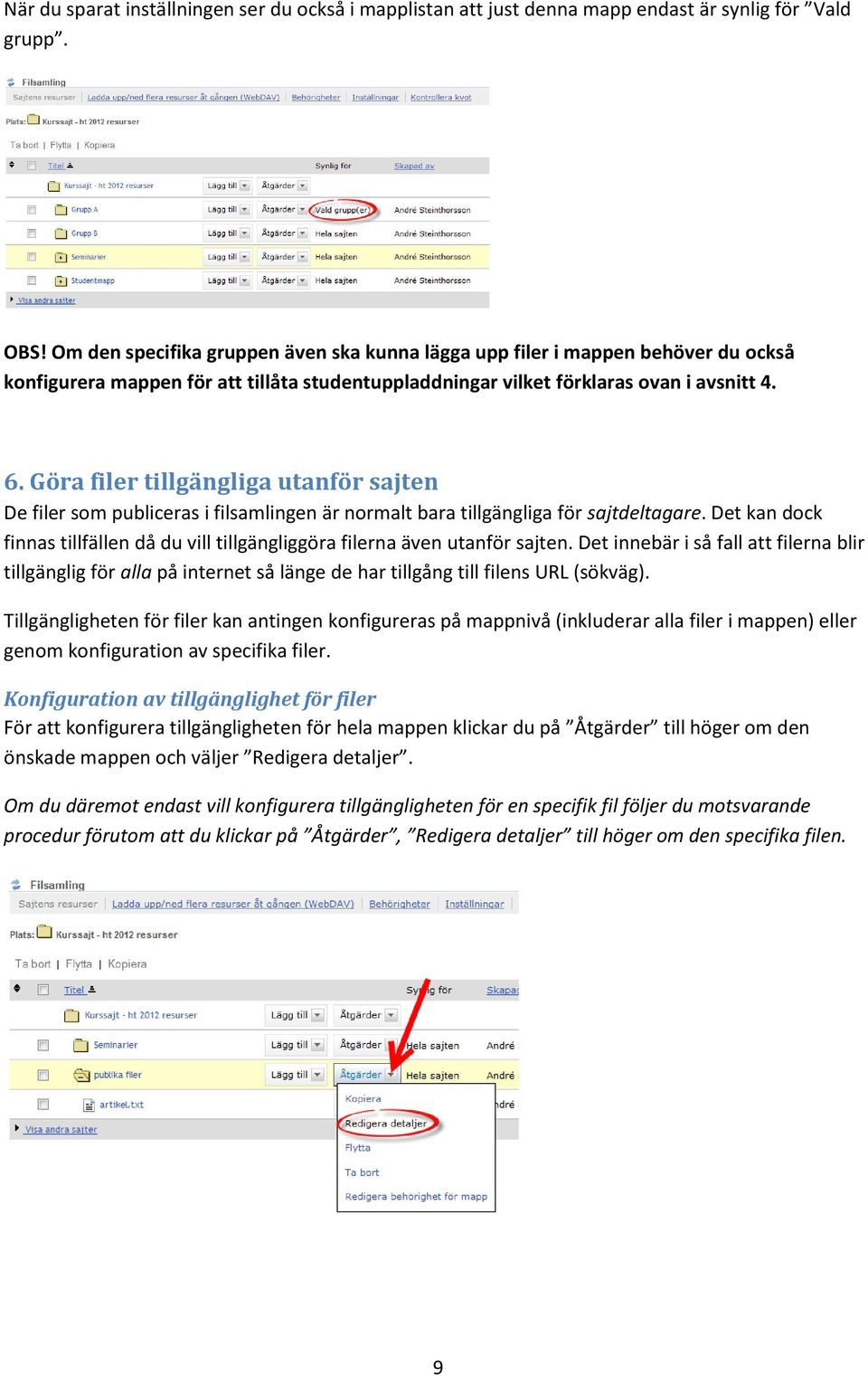 Göra filer tillgängliga utanför sajten De filer som publiceras i filsamlingen är normalt bara tillgängliga för sajtdeltagare.