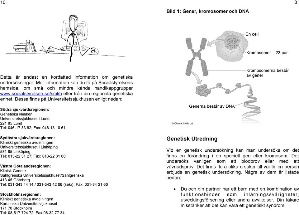 Dessa finns på Universitetssjukhusen enligt nedan: Södra sjukvårdsregionen: Genetiska kliniken Universitetssjukhuset i Lund 221 85 Lund Tel: 046-17 33 62; Fax: 046-13 10 61 Sydöstra