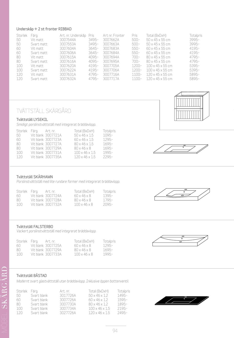 60 x 45 x 55 cm 4195:- 60 Svart matt 007606A 645:- 007684A 550:- 60 x 45 x 55 cm 4195:- 80 Vit matt 007615A 4095:- 007694A 700:- 80 x 45 x 55 cm 4795:- 80 Svart matt 007616A 4095:- 007695A 700:- 80 x