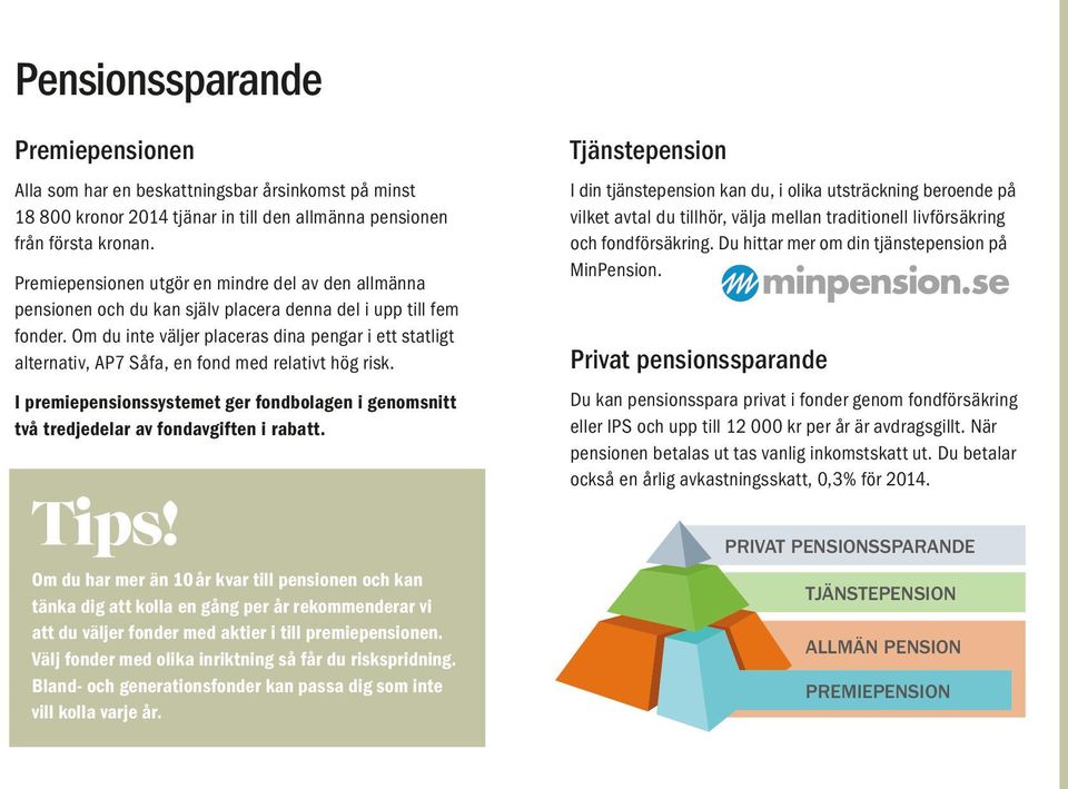 Om du inte väljer placeras dina pengar i ett statligt alternativ, AP7 Såfa, en fond med relativt hög risk.