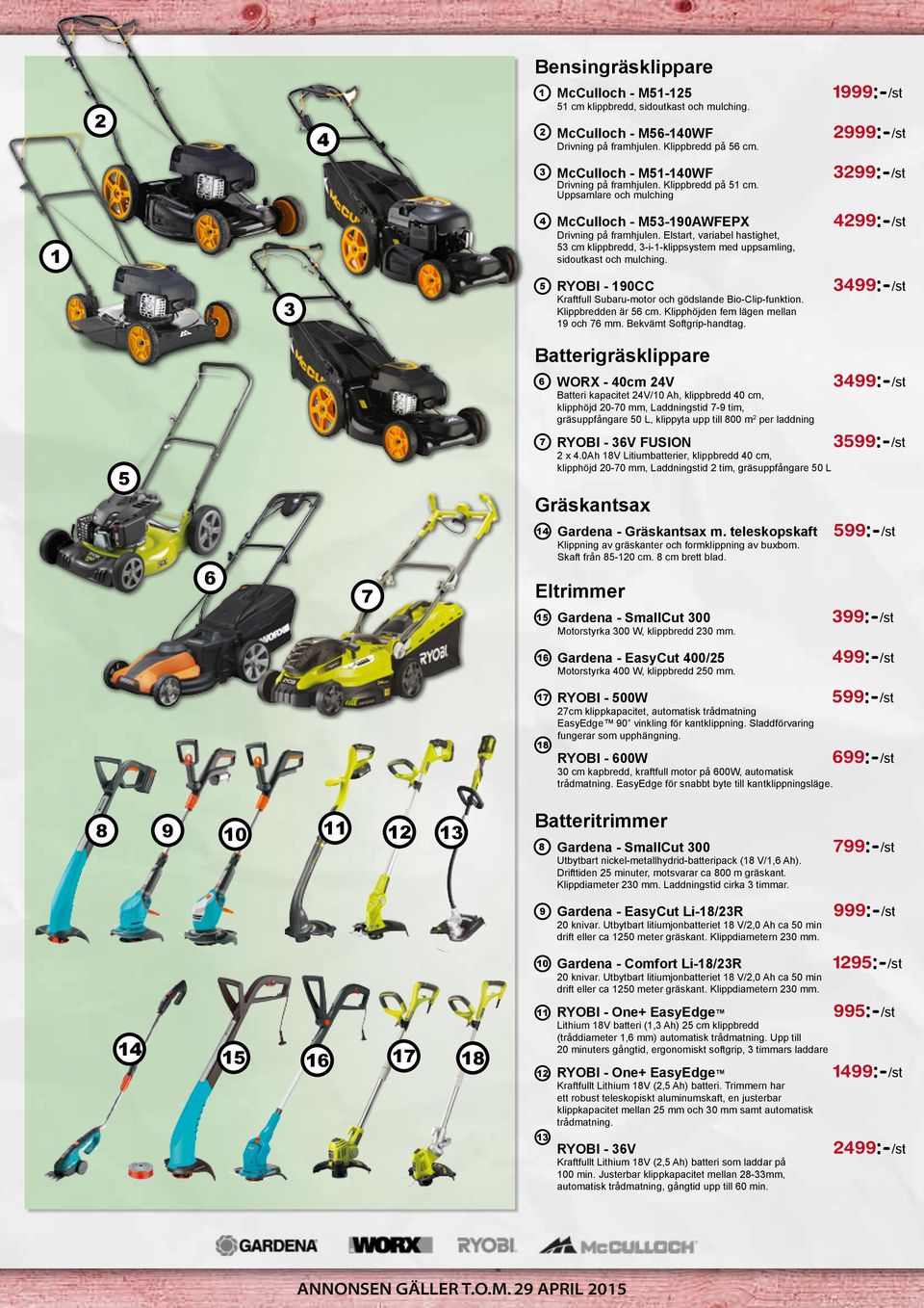 Elstart, variabel hastighet, cm klippbredd, -i--klippsystem med uppsamling, sidoutkast och mulching. Kraftfull Subaru-motor och gödslande Bio-Clip-funktion. Klippbredden är cm.