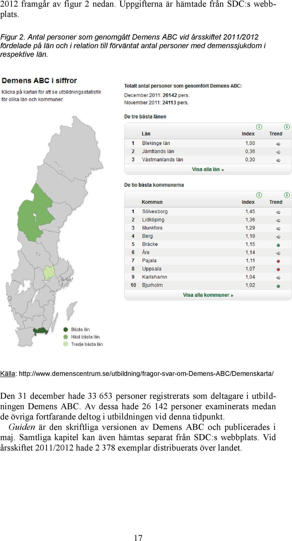 demenscentrum.se/utbildning/fragor-svar-om-demens-abc/demenskarta/ Den 31 december hade 33 653 personer registrerats som deltagare i utbildningen Demens ABC.