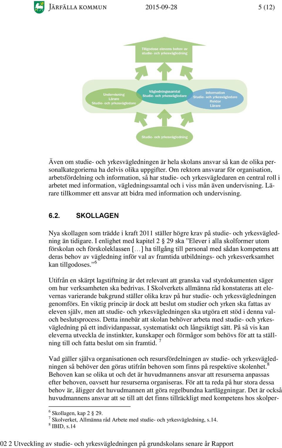 undervisning. Lärare tillkommer ett ansvar att bidra med information och undervisning. 6.2.