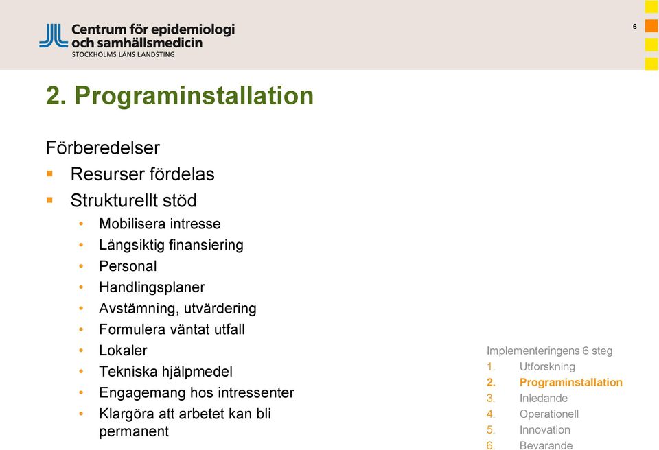 Lokaler Tekniska hjälpmedel Engagemang hos intressenter Klargöra att arbetet kan bli permanent