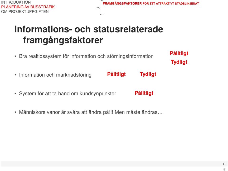 Pålitligt Tydligt Information och marknadsföring Pålitligt Tydligt System för att ta