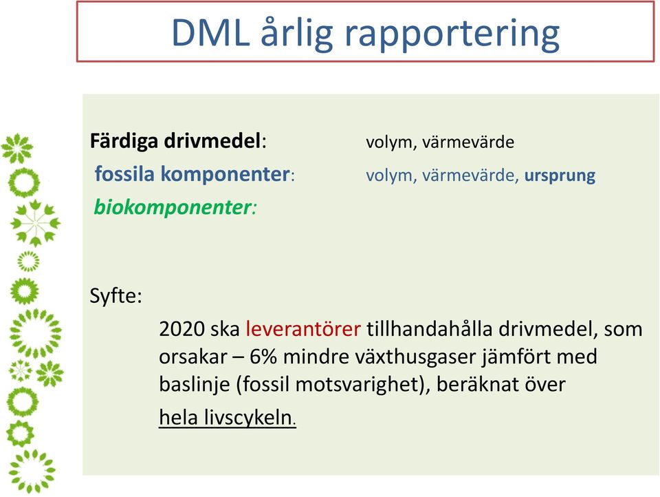 2020 ska leverantörer tillhandahålla drivmedel, som orsakar 6% mindre