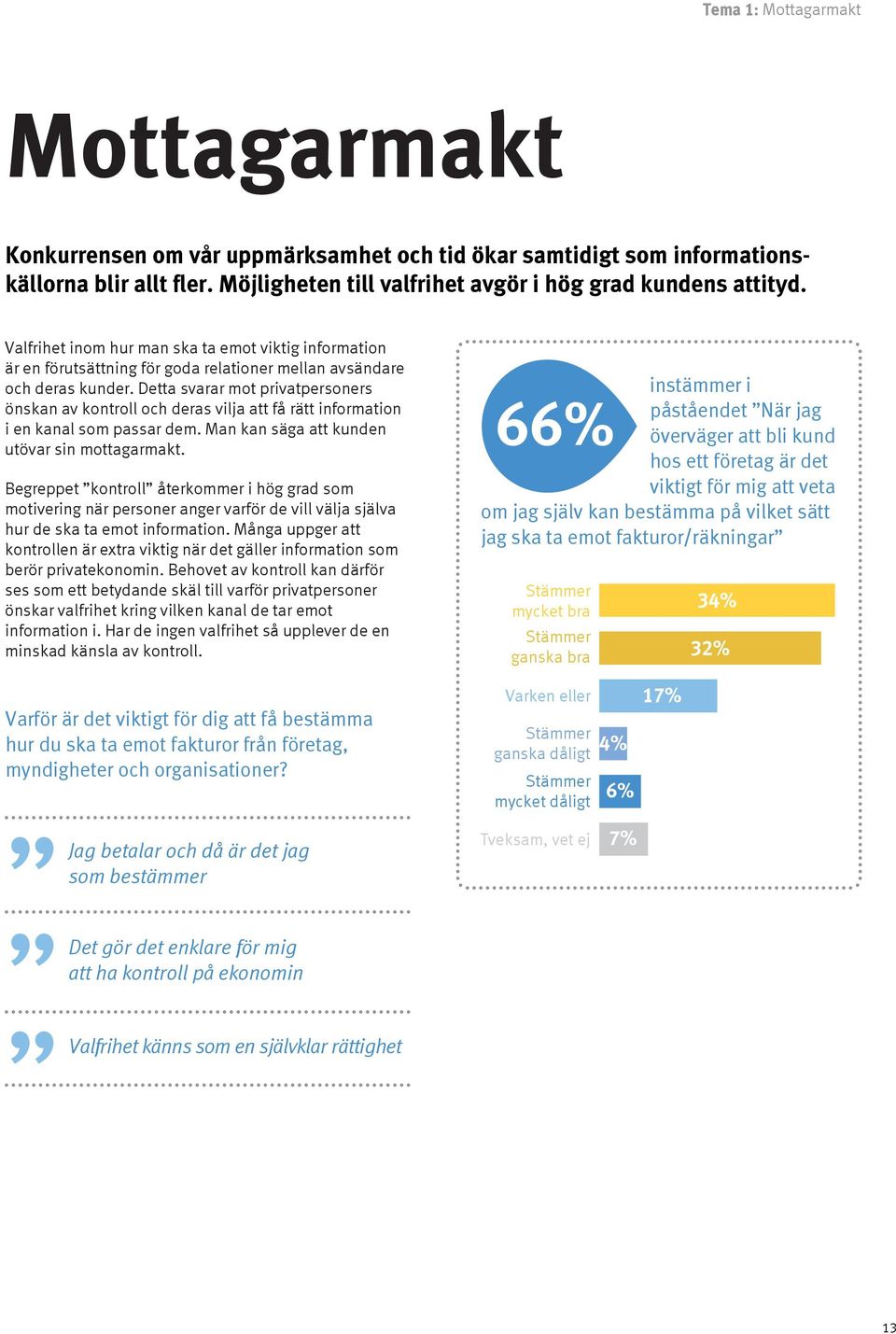 Detta svarar mot privatpersoners önskan av kontroll och deras vilja att få rätt information i en kanal som passar dem. Man kan säga att kunden utövar sin mottagarmakt.