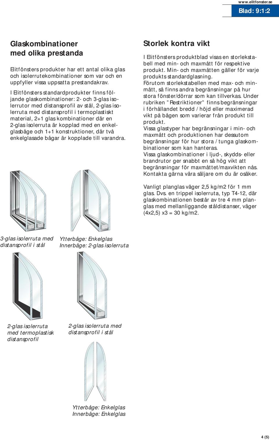 kombinationer där en 2-glas isolerruta är kopplad med en enkelglasbåge och 1+1 konstruktioner, där två enkelglasade bågar är kopplade till varandra.