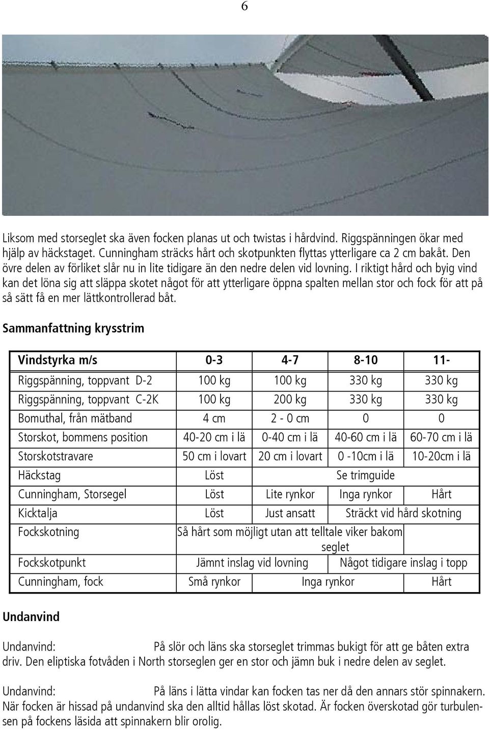 I riktigt hård och byig vind kan det löna sig att släppa skotet något för att ytterligare öppna spalten mellan stor och fock för att på så sätt få en mer lättkontrollerad båt.