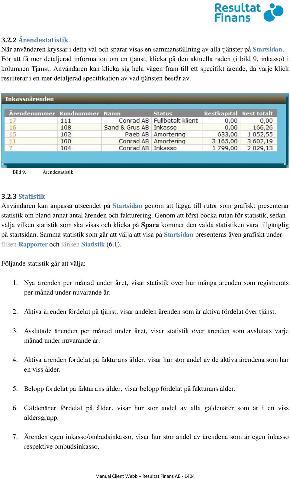 Användaren kan klicka sig hela vägen fram till ett specifikt ärende, då varje klick resulterar i en mer detaljerad specifikation av vad tjänsten består av. Bild 9. Ärendestatistik 3.2.