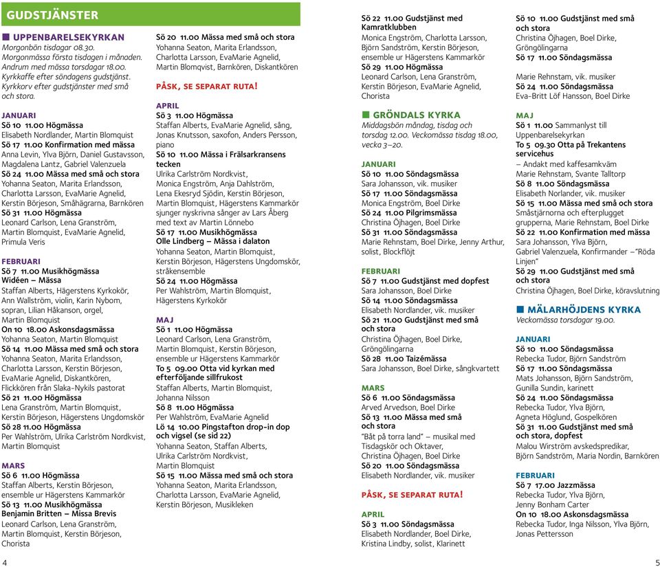 00 Konfirmation med mässa Anna Levin, Ylva Björn, Daniel Gustavsson, Magdalena Lantz, Gabriel Valenzuela Sö 24 11.