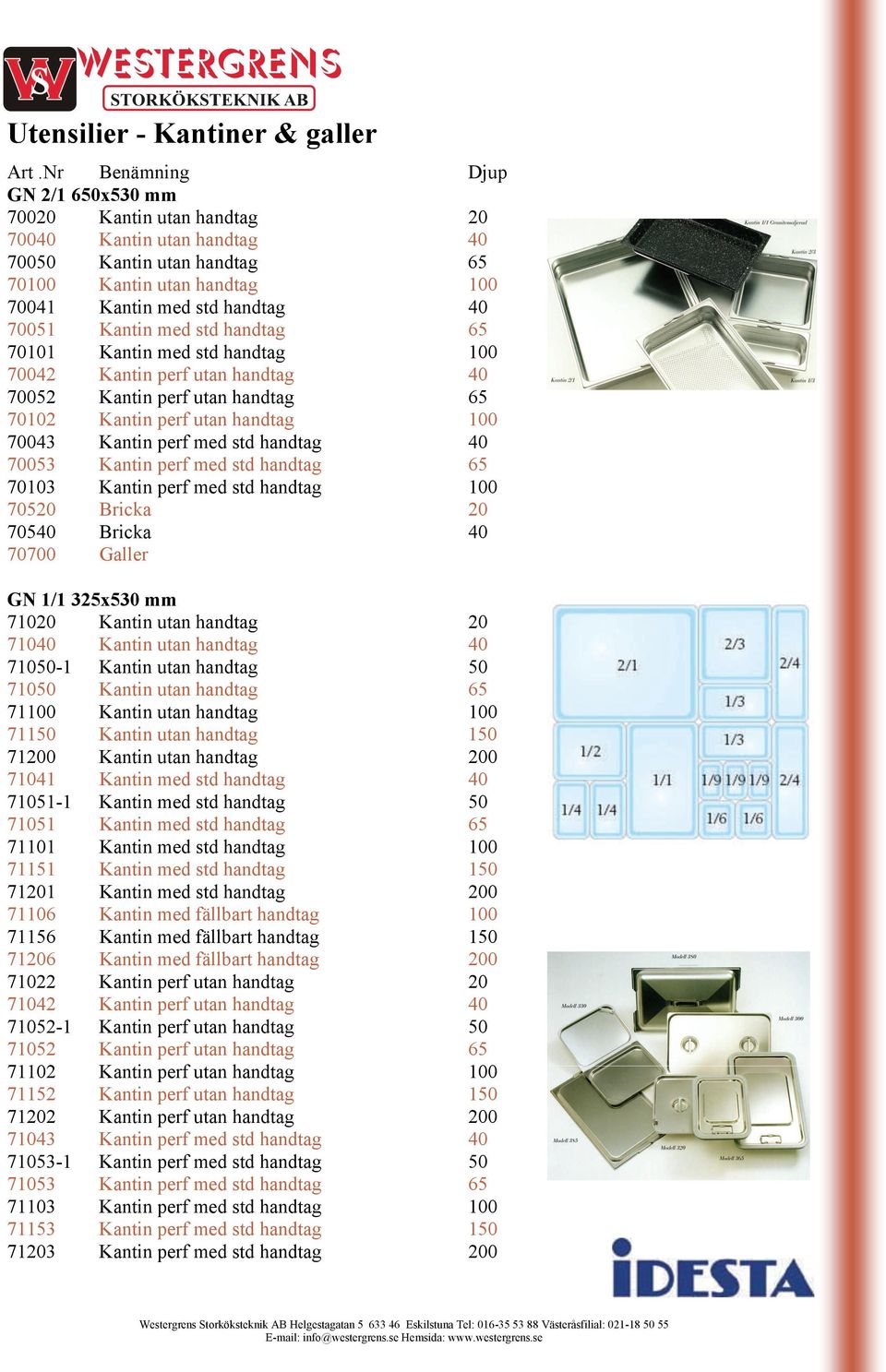 med std handtag 65 70101 Kantin med std handtag 100 70042 Kantin perf utan handtag 40 70052 Kantin perf utan handtag 65 70102 Kantin perf utan handtag 100 70043 Kantin perf med std handtag 40 70053