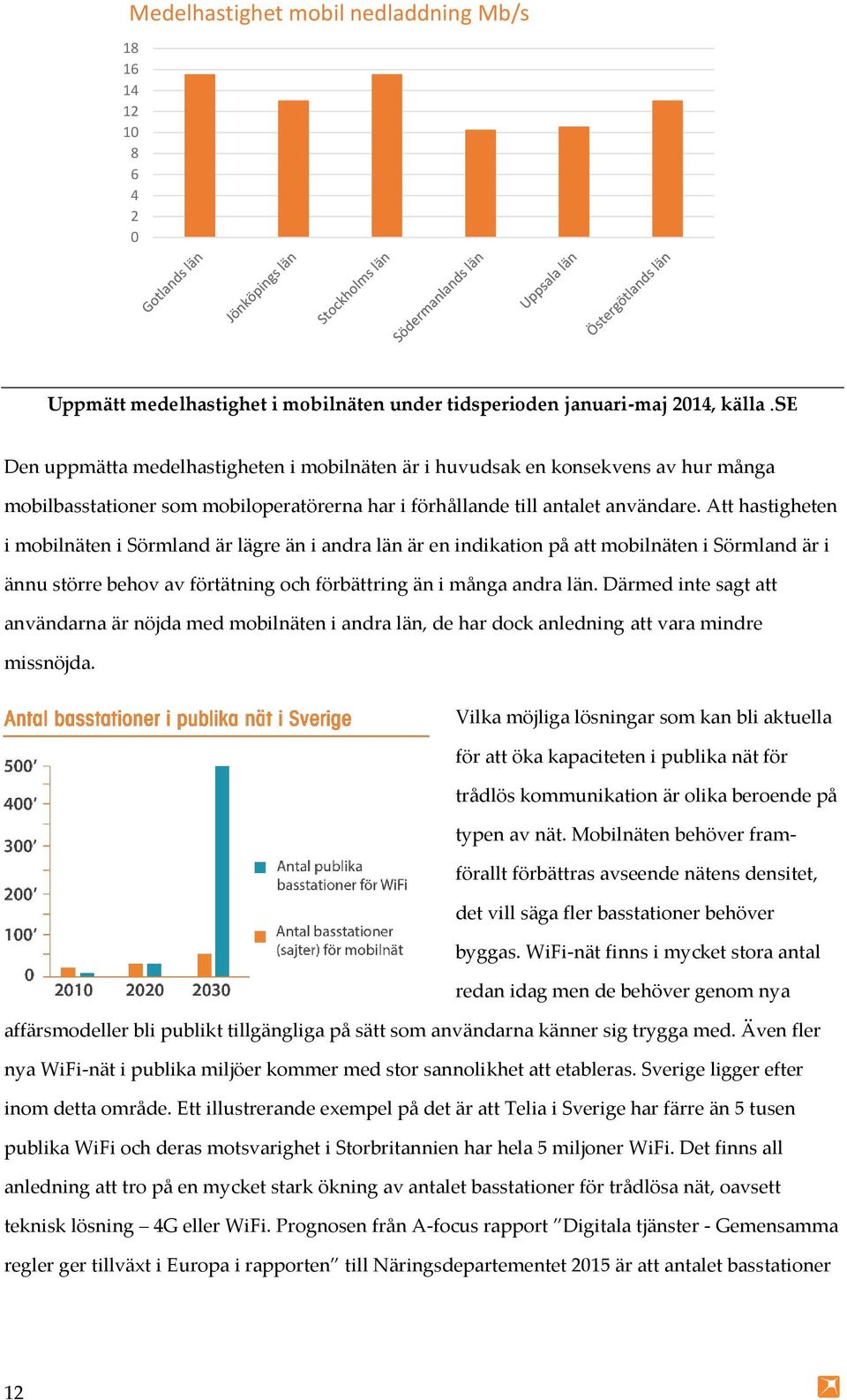 Att hastigheten i mobilnäten i Sörmland är lägre än i andra län är en indikation på att mobilnäten i Sörmland är i ännu större behov av förtätning och förbättring än i många andra län.