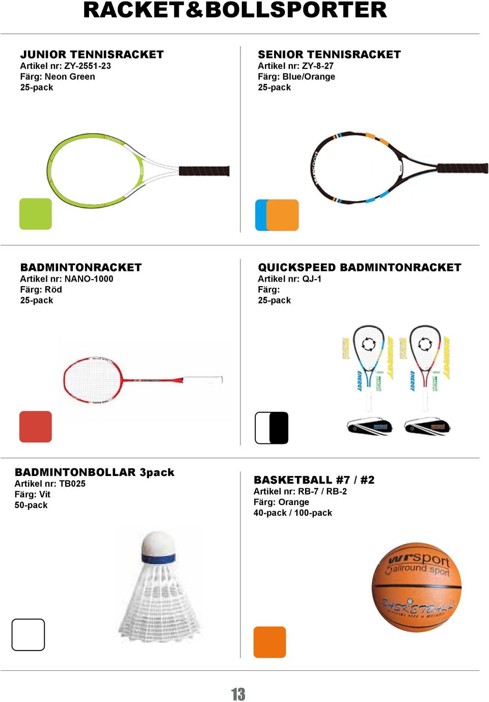Färg: Röd 25-pack QUICKSPEED BADMINTONRACKET Artikel nr: QJ-1 Färg: 25-pack PUNCHING BADMINTONBOLLAR